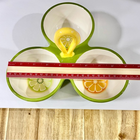 Midwest 2011 Retro Ceramic 3 Compartment Serving Tray Dips Citrus Fruit Summer - Picture 8 of 10